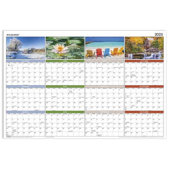 ATAGLANCE® 2025 Seasons in Bloom Horizontal Vertical Erasable Yearly