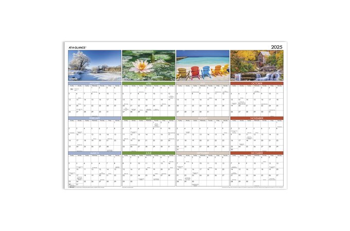 AT-A-GLANCE® 2025 Seasons in Bloom Horizontal Vertical Erasable Yearly ...