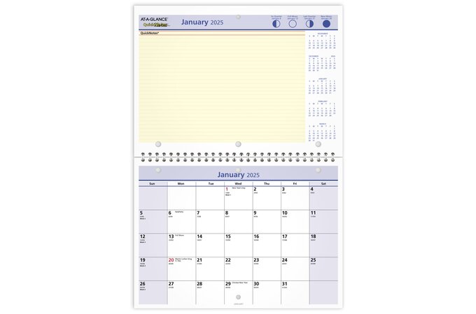 AT-A-GLANCE® QuickNotes® 2025 Monthly Desk Wall Calendar, Small, 11