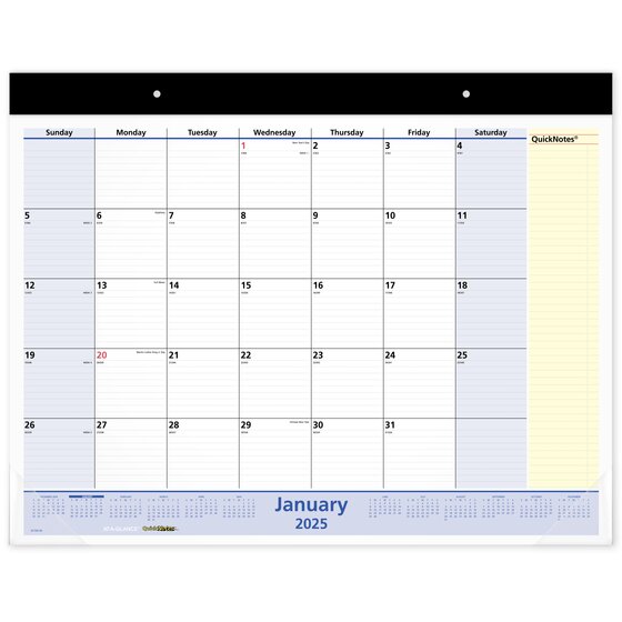 AT-A-GLANCE® QuickNotes® 2025 Monthly Desk Pad Calendar, Standard, 21 3 ...