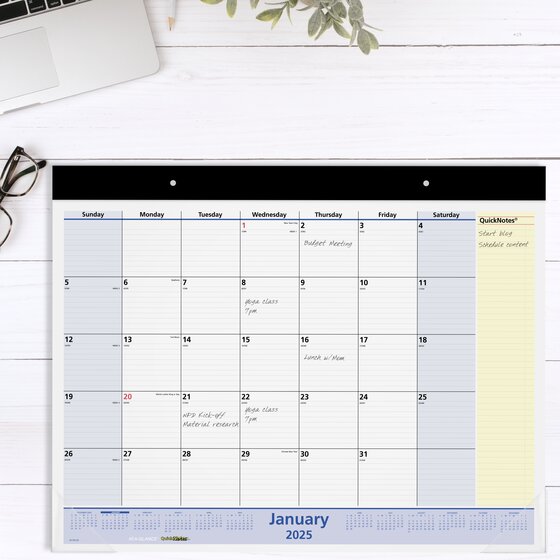 At A Glance® Quicknotes® 2025 Monthly Desk Pad Calendar Standard 21 3