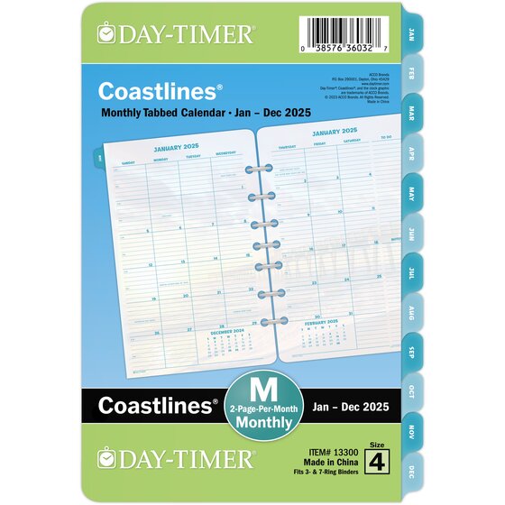 DayTimer® Coastlines® January 2025 December 2025 Two Page Per Month