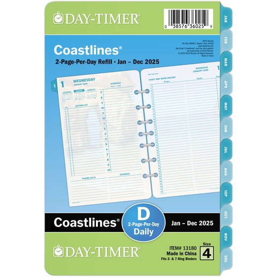 DayTimer® Coastlines® January 2025 December 2025 Two Page Per Day