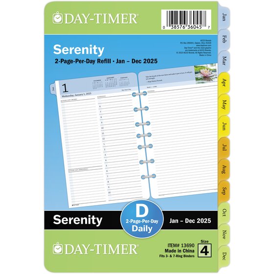 DayTimer® Serenity January 2025 December 2025 Two Page Per Day