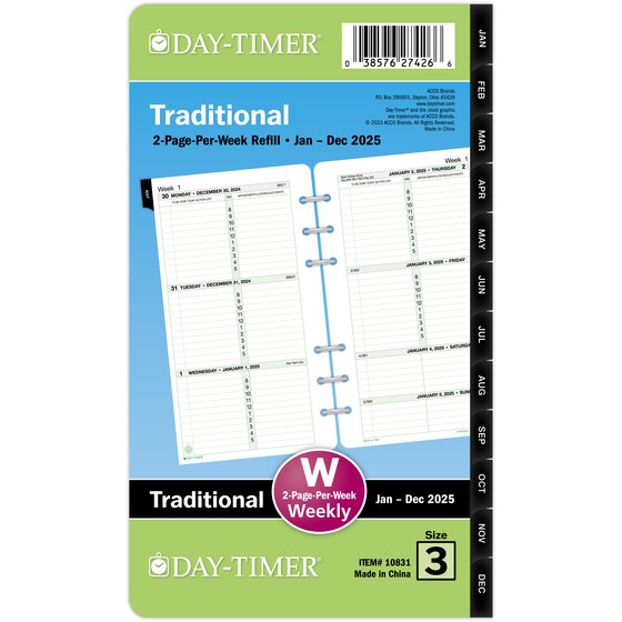 DayTimer® January 2025 December 2025 Two Page Per Week Original