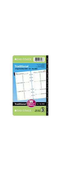 Day-Timer® January 2025 – December 2025 Two Page Per Week Original Planner Refill, Loose-Leaf, Portable Size, 3 3/4" x 6 3/4"