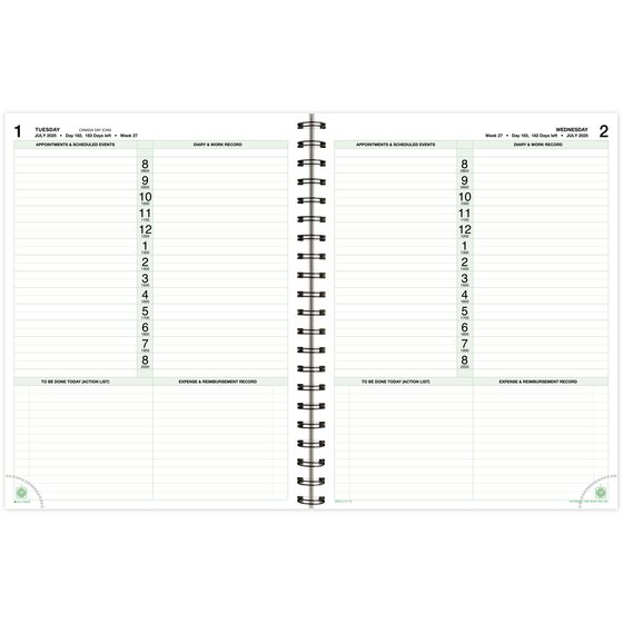 DayTimer® July 2025 June 2026 One Page Per Day Planner Refill