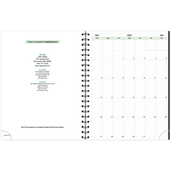 DayTimer® July 2025 June 2026 Two Page Per Day Reference Planner