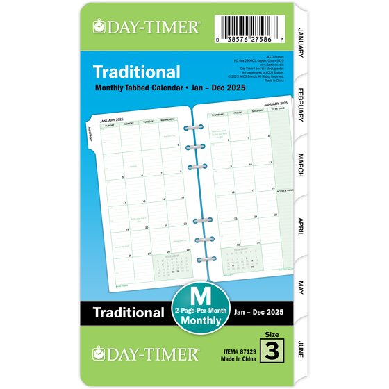 DayTimer® Classic January 2025 December 2025 Two Page Per Month