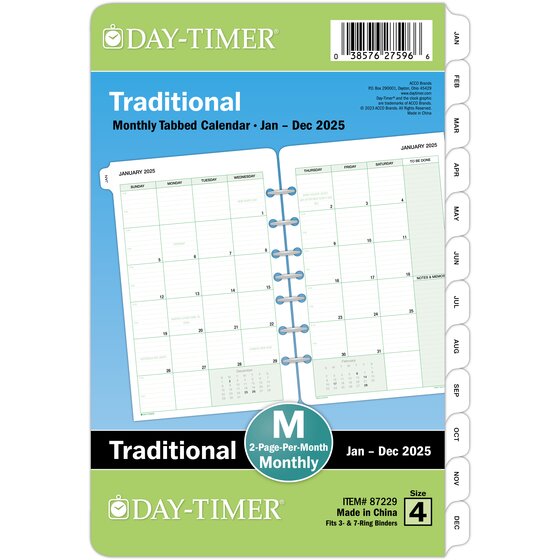 DayTimer® Classic January 2025 December 2025 Two Page Per Month