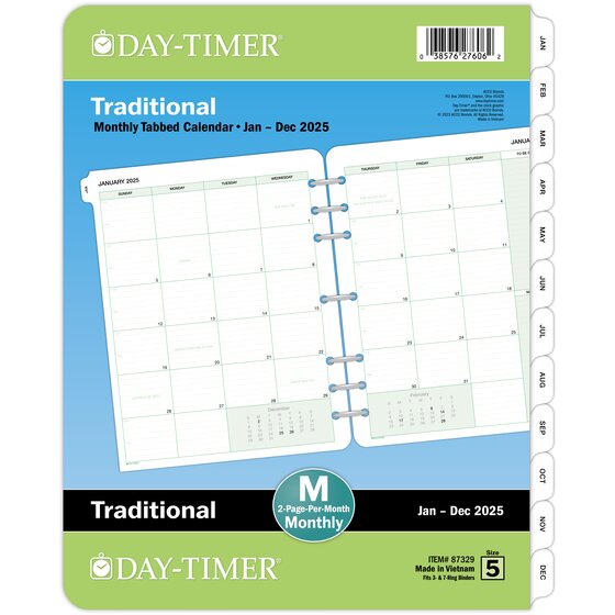 DayTimer® Classic January 2025 December 2025 Two Page Per Month