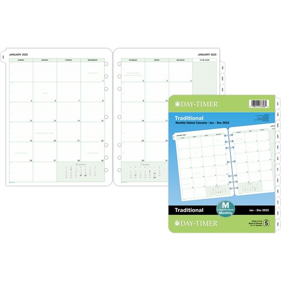Day timer classic january 2025 december 2025 two page per month