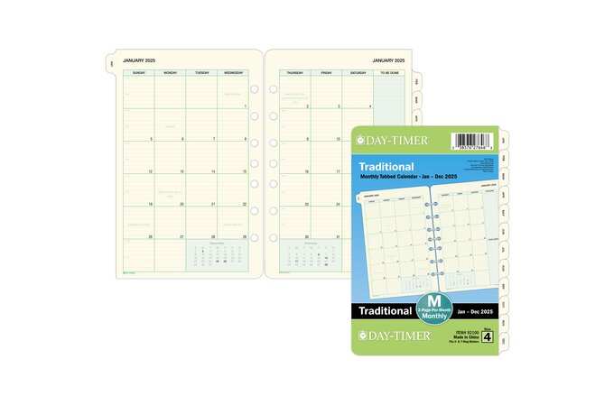 Day Timer Two Page Per Month Loose-Leaf Tabbed Calendar Refills, 5 1/2 day-timer-two-page-per-month-loose-leaf-tabbed-calendar-refills-5-1-2-x-8-1-2-daily-day-timer