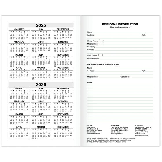 DayTimer® January 2025 August 2026 20Month Advance Planner Refill