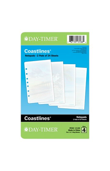 Day-Timer® Coastlines Notepads, Loose-Leaf, Desk Size, 5 1/2" x 8 1/2", 2 Pack