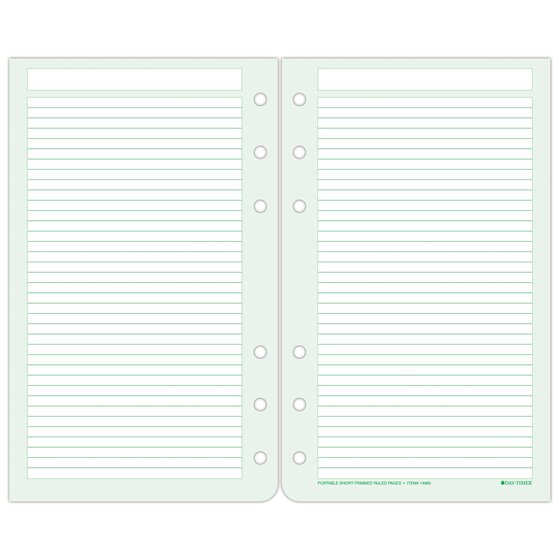 Day-Timer® Short-Trimmed Ruled Sheets, Loose-Leaf, Portable Size, 3 3/4 ...