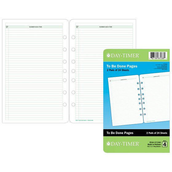 Day-Timer® Lined To Be Done Pages, Small, 5 1/2