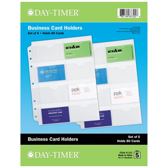 Day-Timer® Vinyl Business Credit Card Holder, 7-Ring, Folio Size