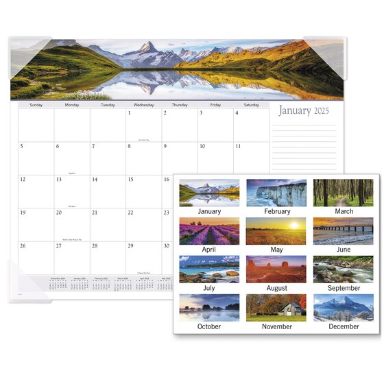 AT-A-GLANCE® 2025 Panoramic Landscape Monthly Desk Pad, Standard, 21 3/ ...