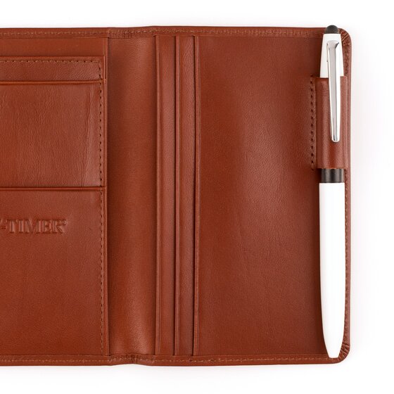 Day-Timer® Western Coach Leather Open Style Planner Cover, Dark Tan, Compact Size, Fits 3" x 5" Pages