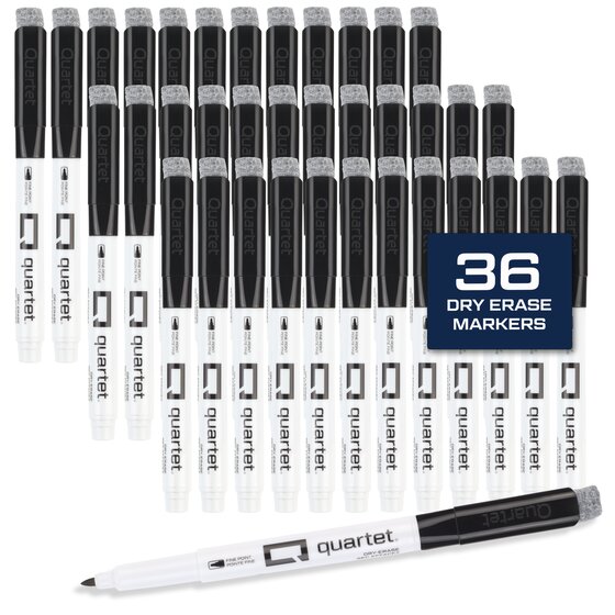 Quartet® DryGuard Dry-Erase Markers, Fine Tip, Black, 36 Pack | Markers ...