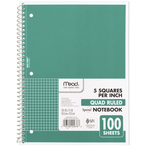 Grid Paper Notebook TWONE 4-Pack Graph Paper Notebook Spiral Bound, 10 X 7 Inches With 70 Sheets, 140 Grid Paper, Ideal For Math And More Grid Notebook