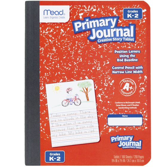 Mead® Primary Journal, Half Page Ruled, Grades K-2, 7 1/2&quot; x 9 3/4 