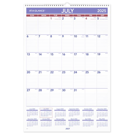ATAGLANCE® Academic 20252026 Monthly Wall Calendar, Large, 15 1/2" x