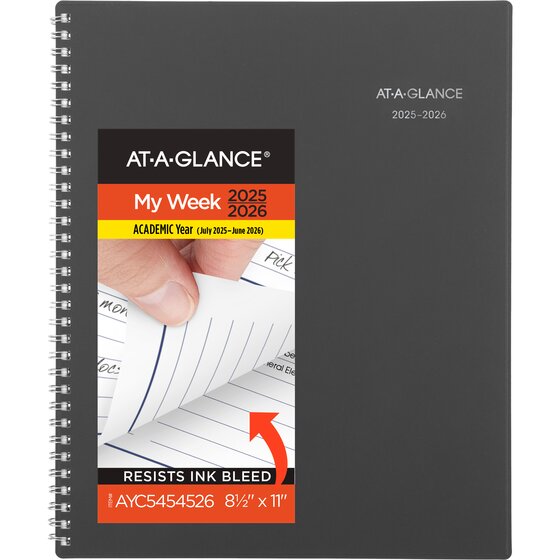 AAG AT-A-GLANCE DayMinder Academic 2025-2026 Weekly Monthly Planner Charcoal Large 8 12 x 11 - Academic Planners