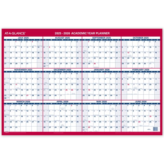 AT-A-GLANCE® Horizontal Reversible Erasable Academic and Regular Year ...