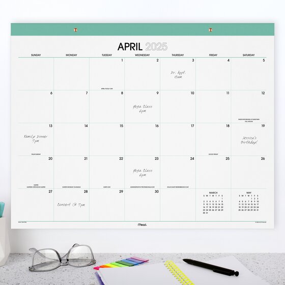 Mead® Color Pop 20252026 Monthly Desk Pad Calendar, Aquatic Awe