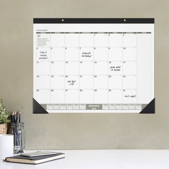 ATAGLANCE® 2026 Recycled Monthly Desk Pad Calendar, Standard, 22" x