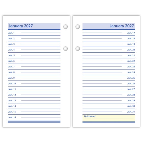 ATAGLANCE® QuickNotes® 2026 Daily LooseLeaf Desk Calendar Refill
