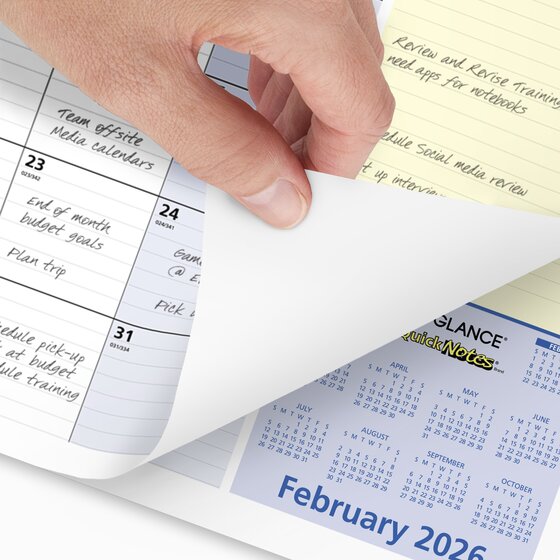 ATAGLANCE® QuickNotes® 2026 Monthly Desk Pad Calendar, Compact, 18" x