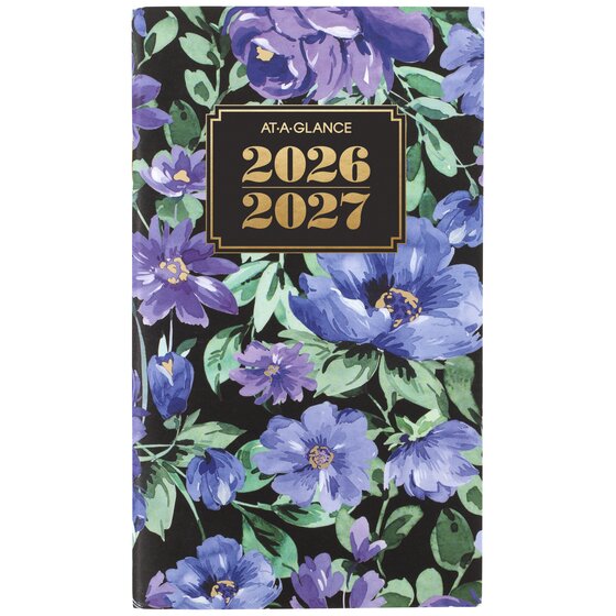 ATAGLANCE® BADGE 20262027 Two Year Monthly Planner, Floral, Pocket