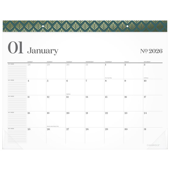 Cambridge® WorkStyle® 2026 Monthly Desk Pad Calendar, Transformative