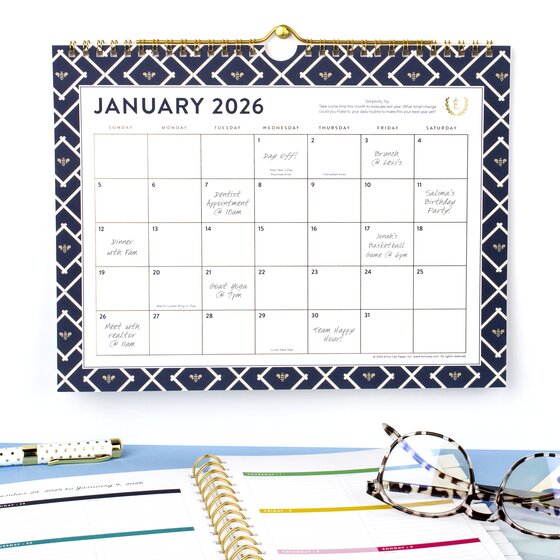 Simplified by Emily Ley for ATAGLANCE® 2026 Monthly Wall Calendar
