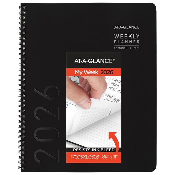 ATAGLANCE® Contemporary Lite 2026 Weekly Monthly Planner, Black