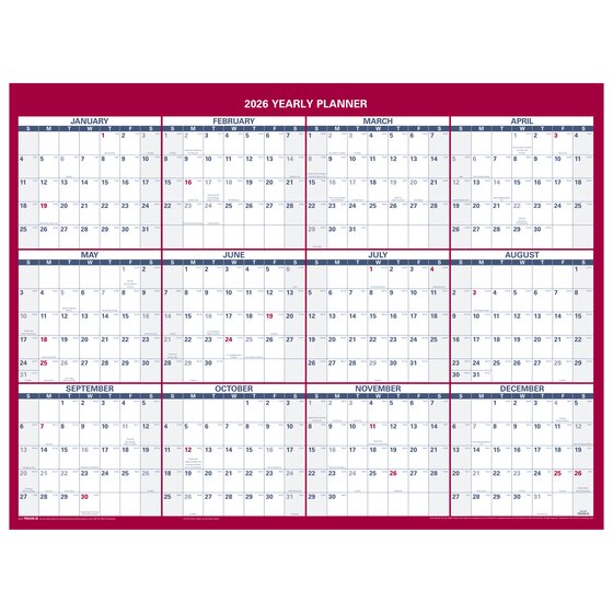 ATAGLANCE® 2026 Vertical Horizontal Reversible Erasable Yearly Wall