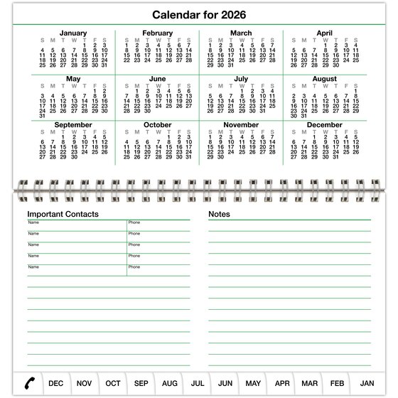 DayTimer® January 2026 December 2026 Two Page Per Month Vertical