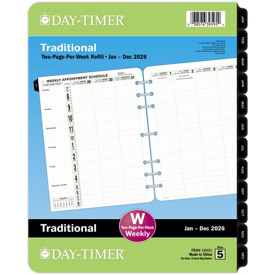 DayTimer® January 2026 December 2026 Two Page Per Week Vertical
