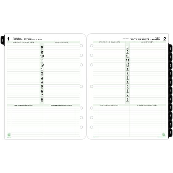 DayTimer® January 2026 December 2026 One Page Per Day Planner Refill