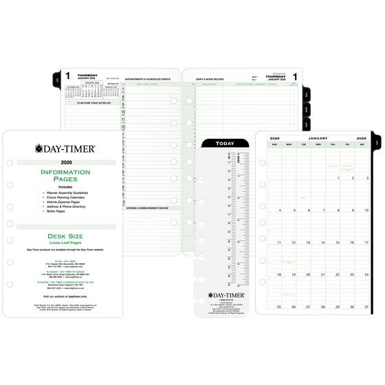 DayTimer® January 2026 December 2026 Two Page Per Day Reference