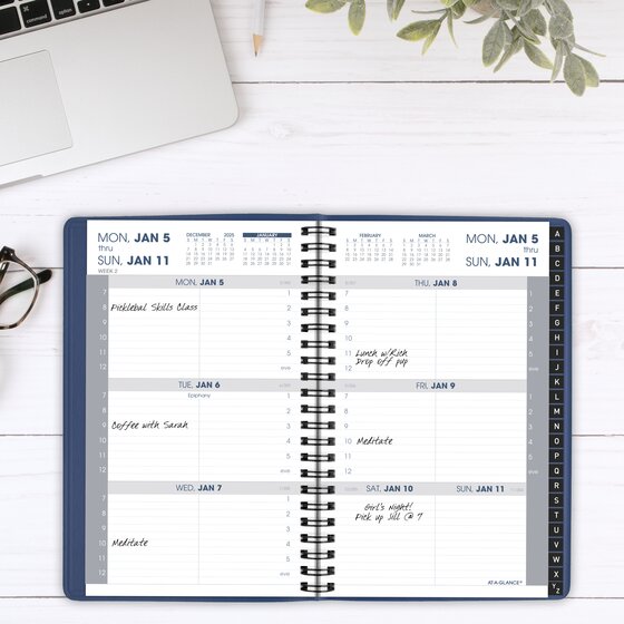 At a glance 2026 weekly appointment book planner blue small 5 x 8