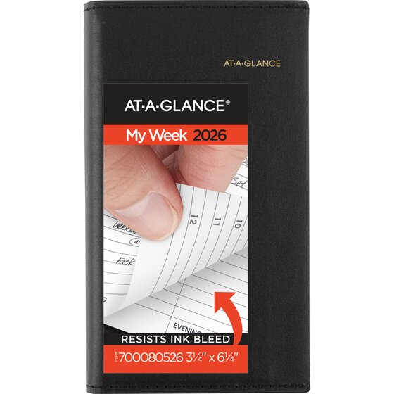 ATAGLANCEĀ® 2026 Refillable Weekly Appointment Book Planner, Black ATAGLANCEĀ® 2026 Refillable Weekly Appointment Book Planner, Black