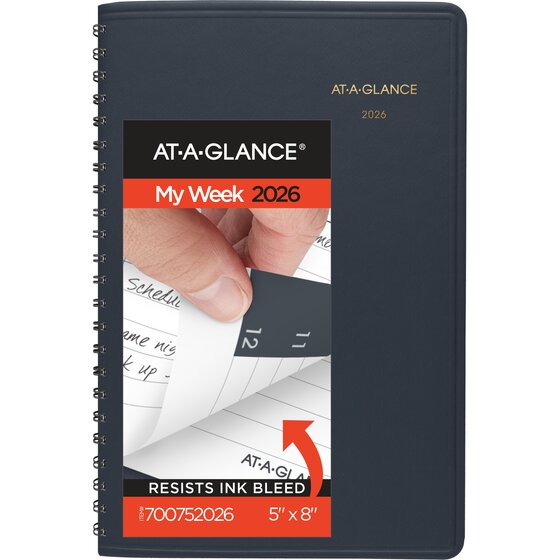 AAG AT-A-GLANCE 2026 Weekly Appointment Book Planner Navy Small 5 x 8 - Weekly Planners