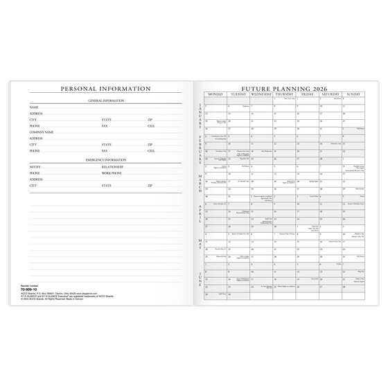 9x11 Planner Pages 2021 Monthly Padfolio Refill For 70-290