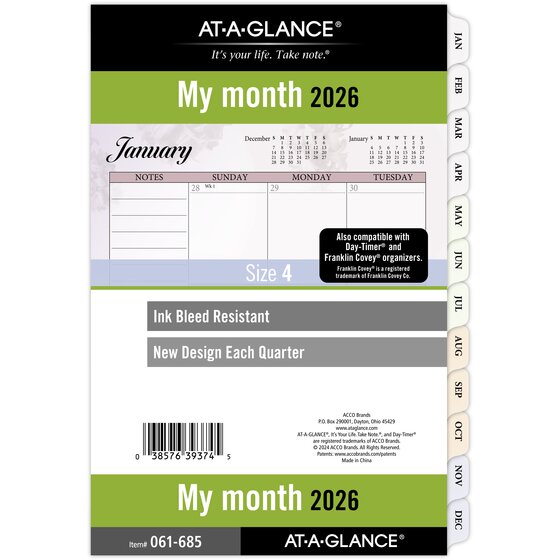 AAG AT-A-GLANCE 2026 Monthly Planner Refill Loose-Leaf Desk Size 5 12 x 8 12 - Refillable Planners & Refills