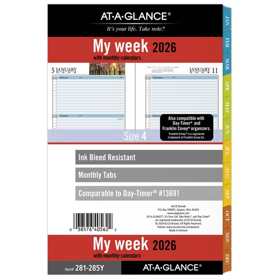 ATAGLANCE® 2026 Zenscapes Weekly Monthly Planner Refill, LooseLeaf