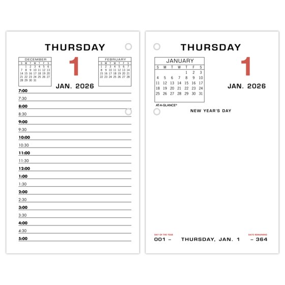 ATAGLANCE® 2026 Daily LooseLeaf Desk Calendar Refill With Weekends